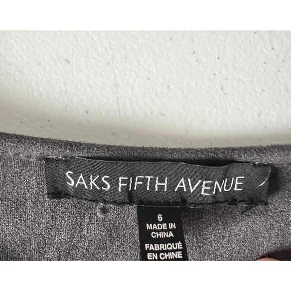 Saks Fifth Avenue Faux Suede Studded Hem Draped Neck Sleeveless Dress Gray 6 - Picture 9 of 13